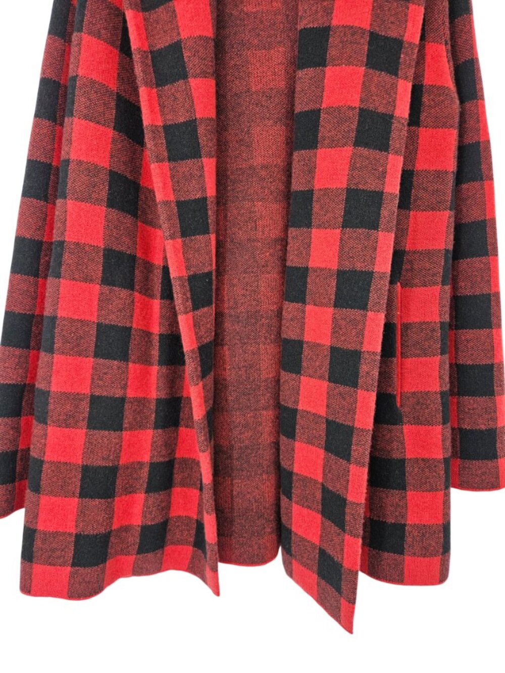 Anthropologie Field Flower Buffalo Plaid Hooded Cardigan Red Womens Size XS Wool - Picture 6 of 13